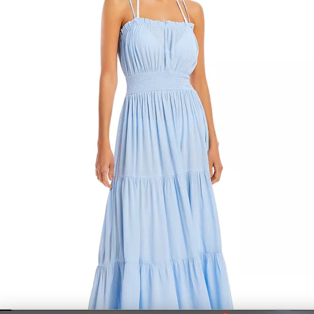 Aqua Tiered Cover up Maxi Dress